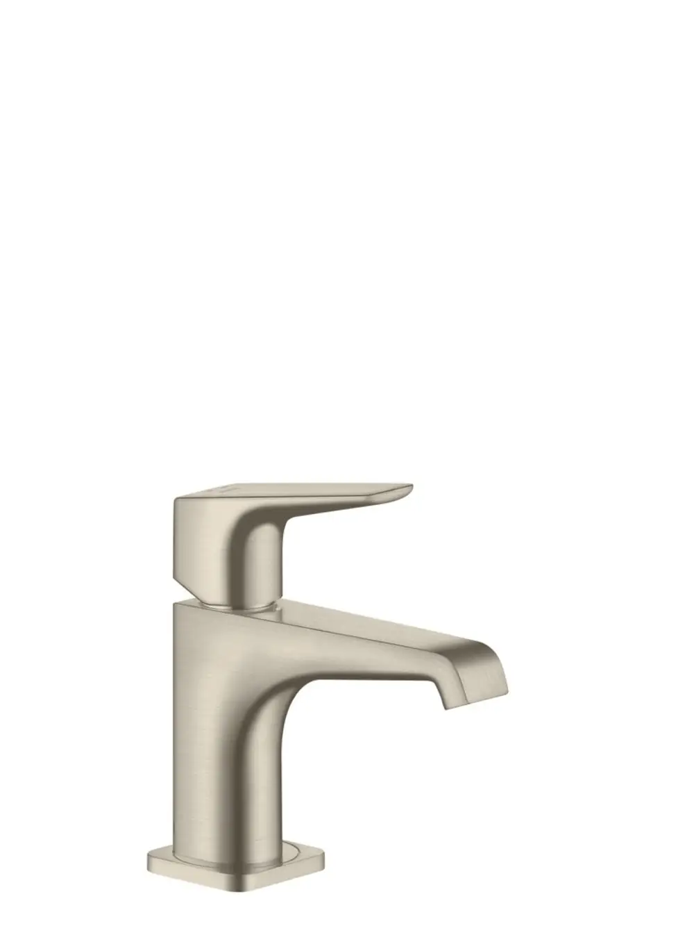 Einhebel-Waschtischmischer in gebürstetem Nickel-Finish von AXOR. Der Mischer hat einen Hebelgriff und ist für Handwaschbecken mit integrierter Ablaufgarnitur konzipiert.